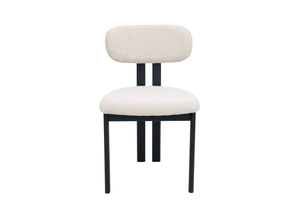 Lot de 2 chaises en tissu texturé écru pieds en métal noir LEONA