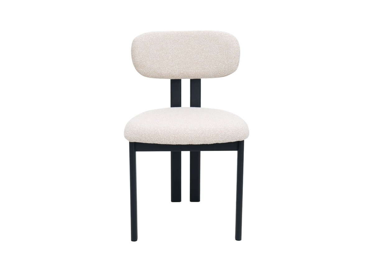 Lot de 2 chaises en tissu texturé écru pieds en métal noir LEONA