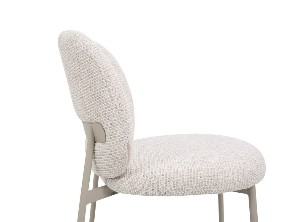 Lot de 2 chaises en tweed écru et pieds en métal gris MARCUS