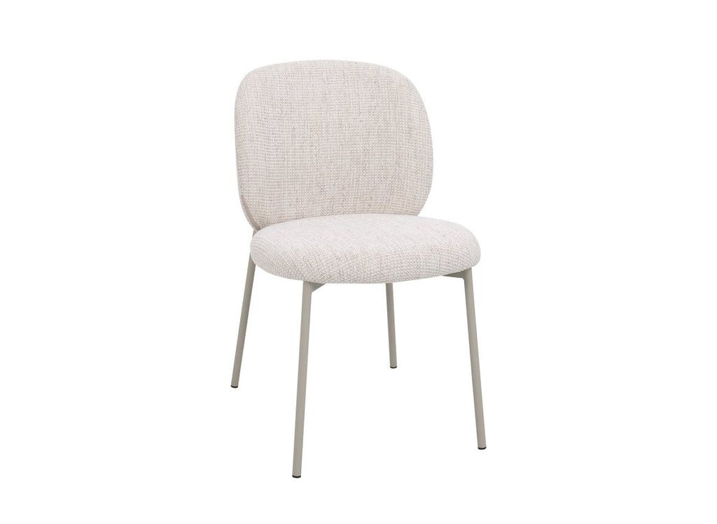 Lot de 2 chaises en tweed écru et pieds en métal gris MARCUS
