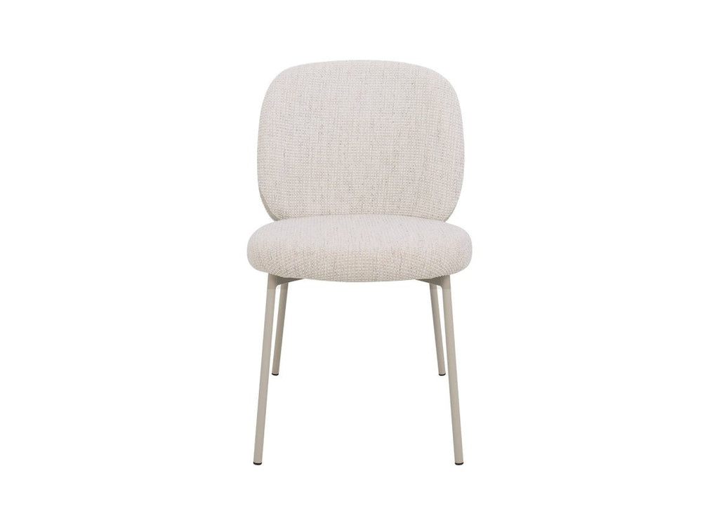 Lot de 2 chaises en tweed écru et pieds en métal gris MARCUS