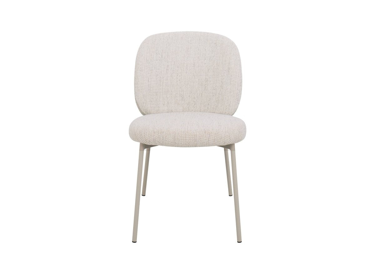 Lot de 2 chaises en tweed écru et pieds en métal gris MARCUS