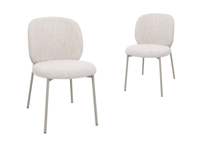 Lot de 2 chaises en tweed écru et pieds en métal gris MARCUS