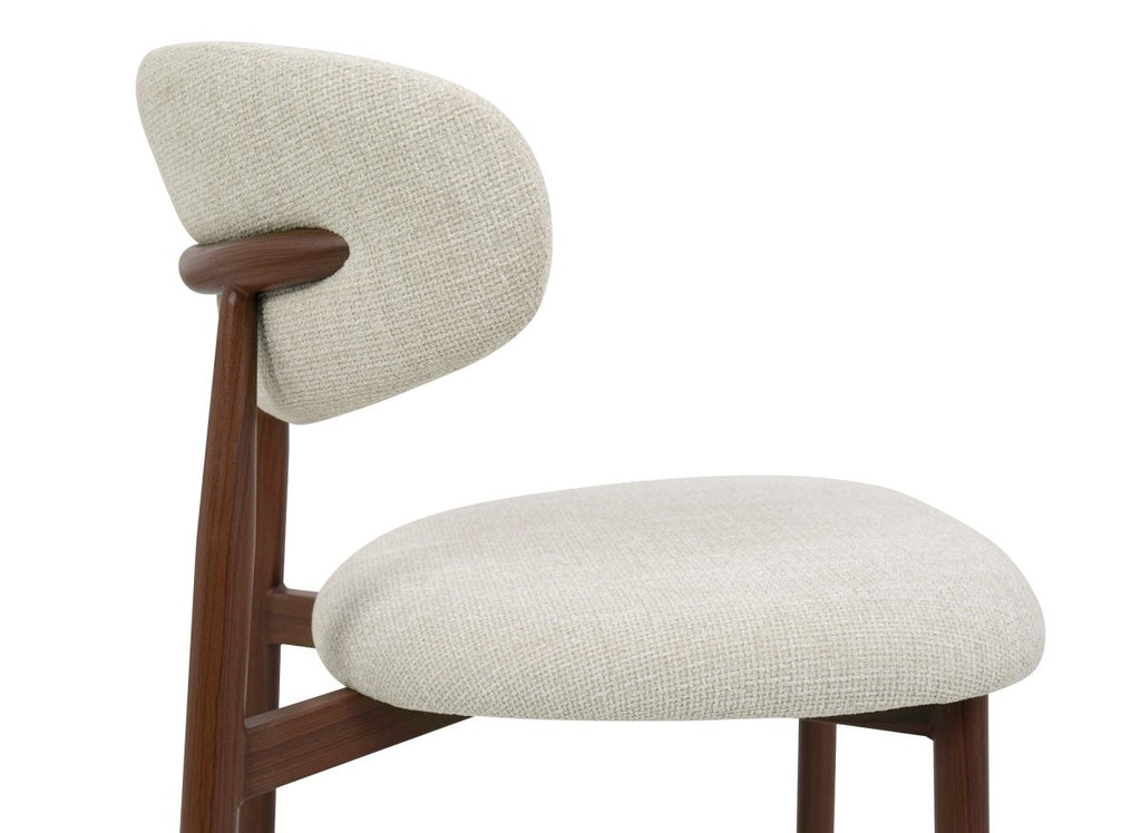 Lot de 2 chaises en tweed écru pieds en métal marron FLAVIA