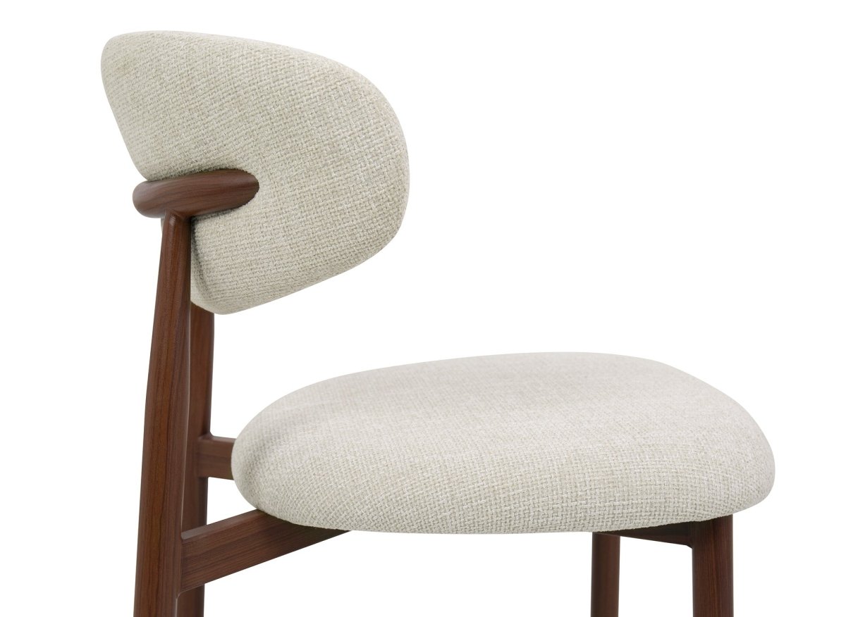 Lot de 2 chaises en tweed écru pieds en métal marron FLAVIA