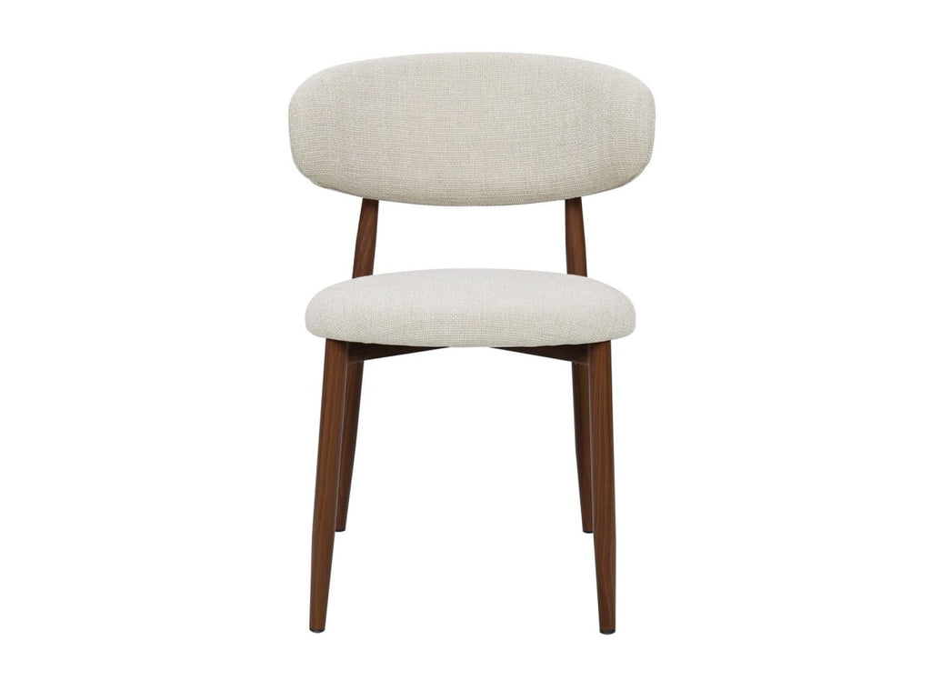 Lot de 2 chaises en tweed écru pieds en métal marron FLAVIA
