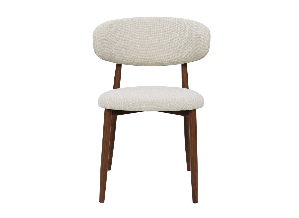 Lot de 2 chaises en tweed écru pieds en métal marron FLAVIA