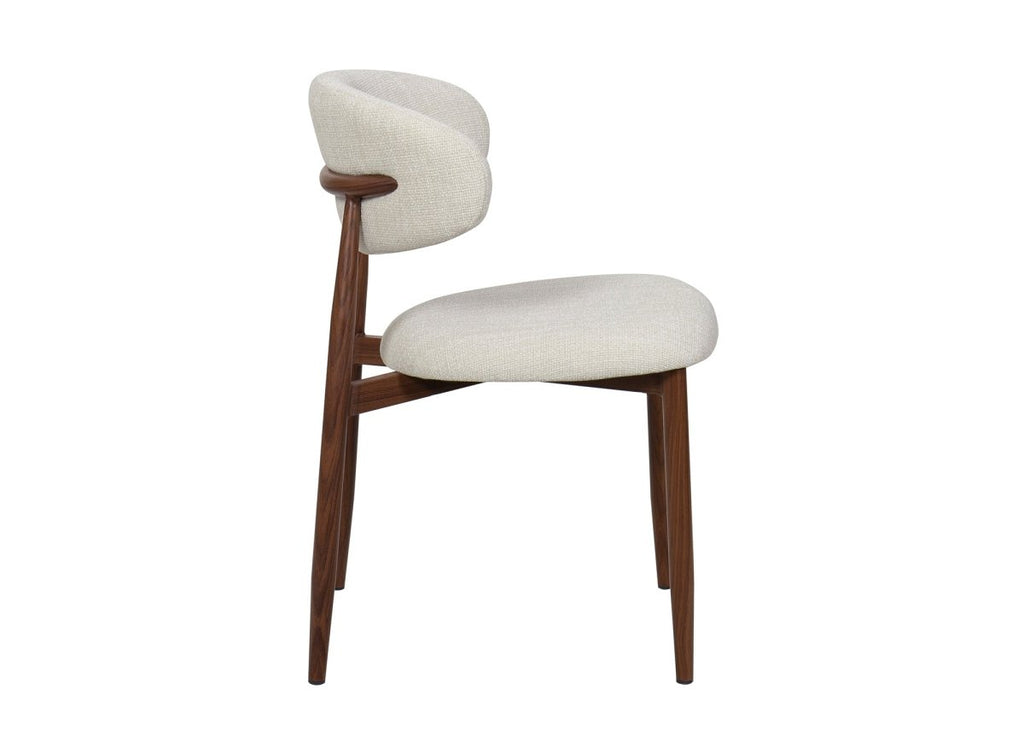 Lot de 2 chaises en tweed écru pieds en métal marron FLAVIA