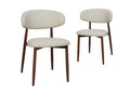 Lot de 2 chaises en tweed écru pieds en métal marron FLAVIA
