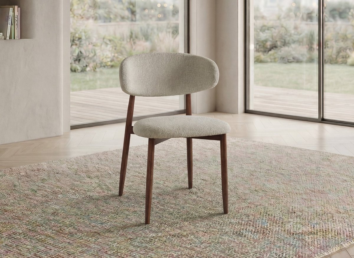 Lot de 2 chaises en tweed écru pieds en métal noir FLAVIA