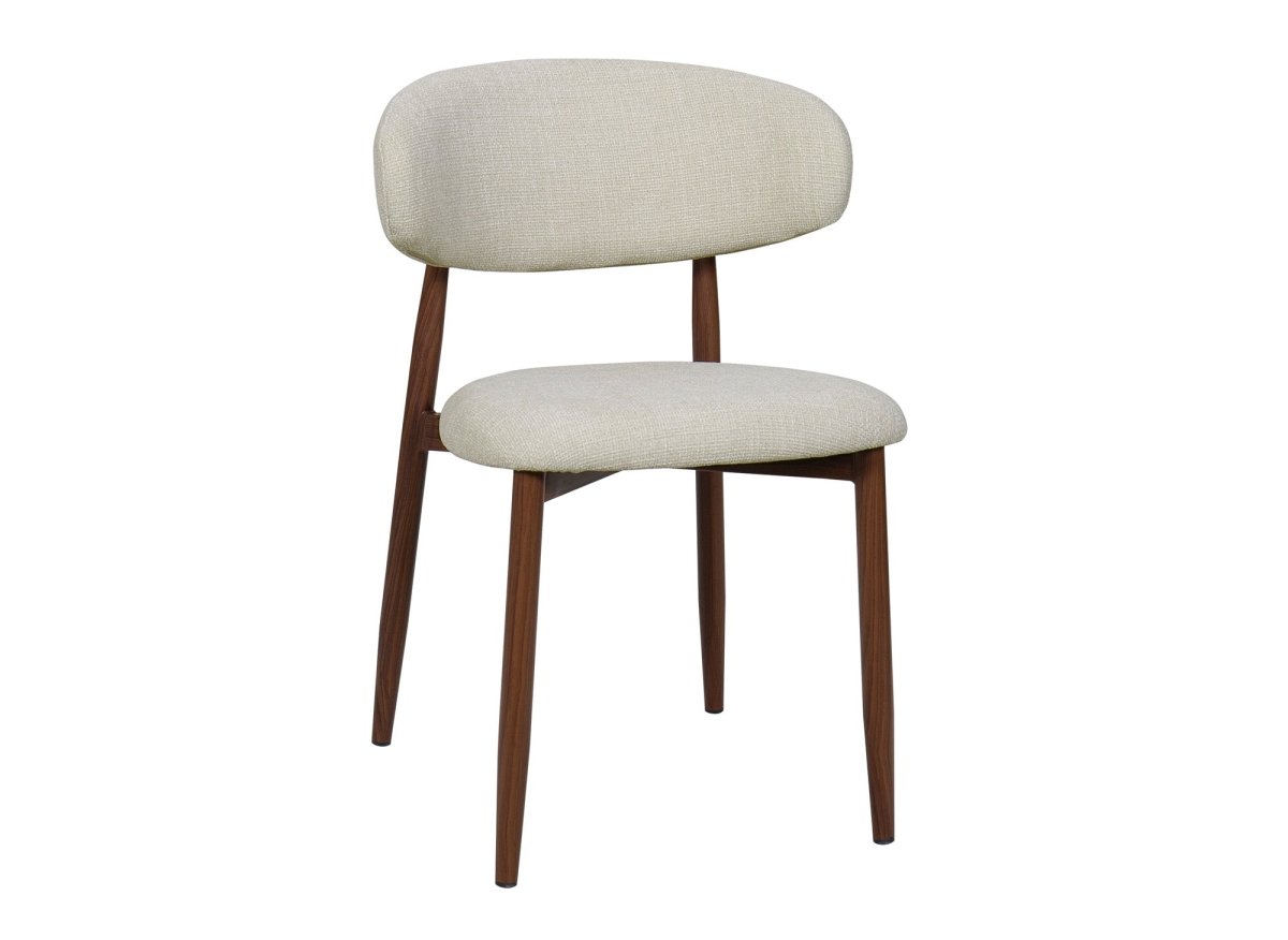 Lot de 2 chaises en tweed écru pieds en métal marron FLAVIA