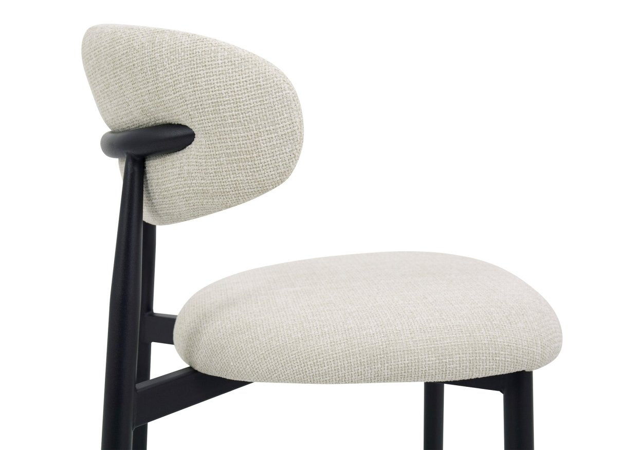 Lot de 2 chaises en tweed écru pieds en métal noir FLAVIA