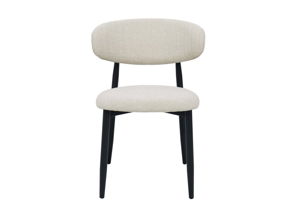 Lot de 2 chaises en tweed écru pieds en métal noir FLAVIA