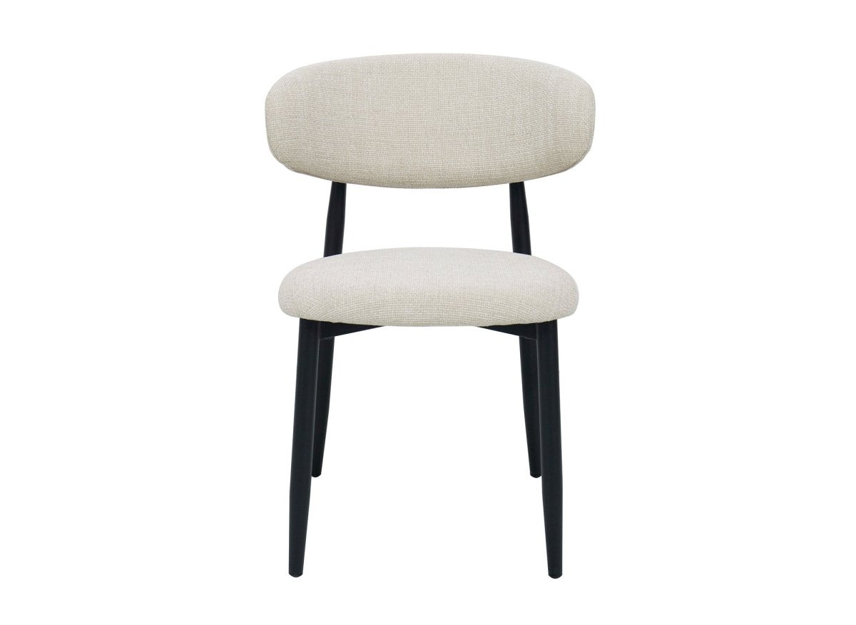 Lot de 2 chaises en tweed écru pieds en métal noir FLAVIA