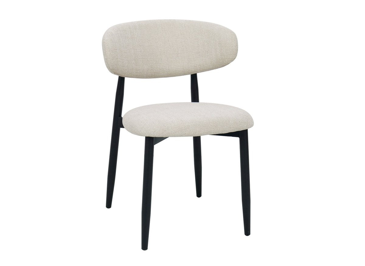 Lot de 2 chaises en tweed écru pieds en métal noir FLAVIA