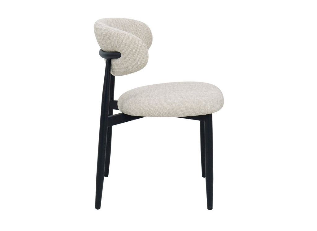 Lot de 2 chaises en tweed écru pieds en métal noir FLAVIA