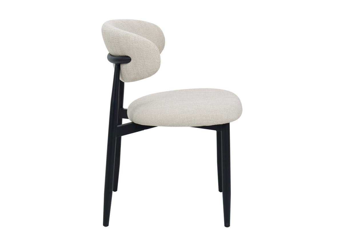 Lot de 2 chaises en tweed écru pieds en métal noir FLAVIA