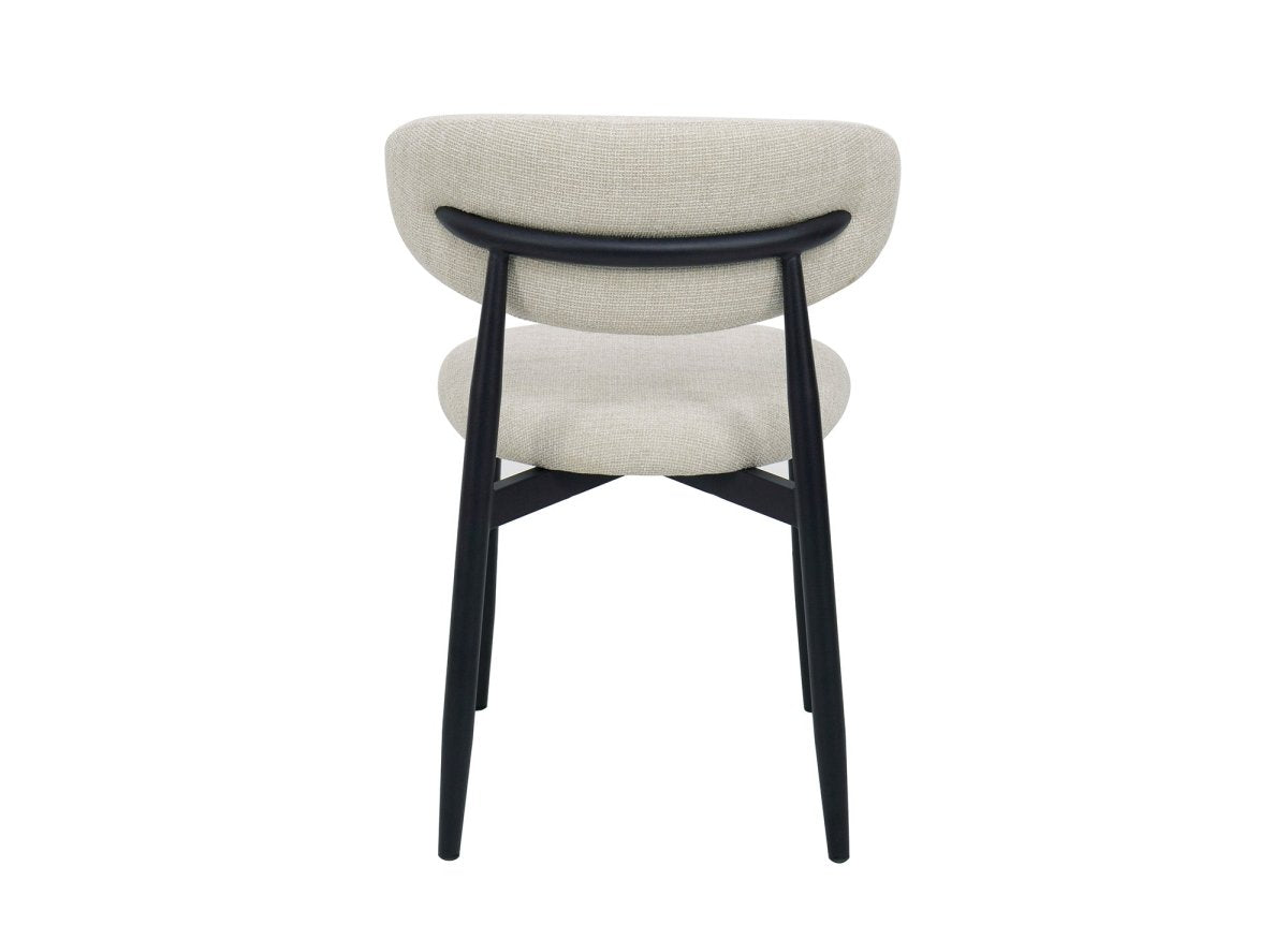 Lot de 2 chaises en tweed écru pieds en métal noir FLAVIA