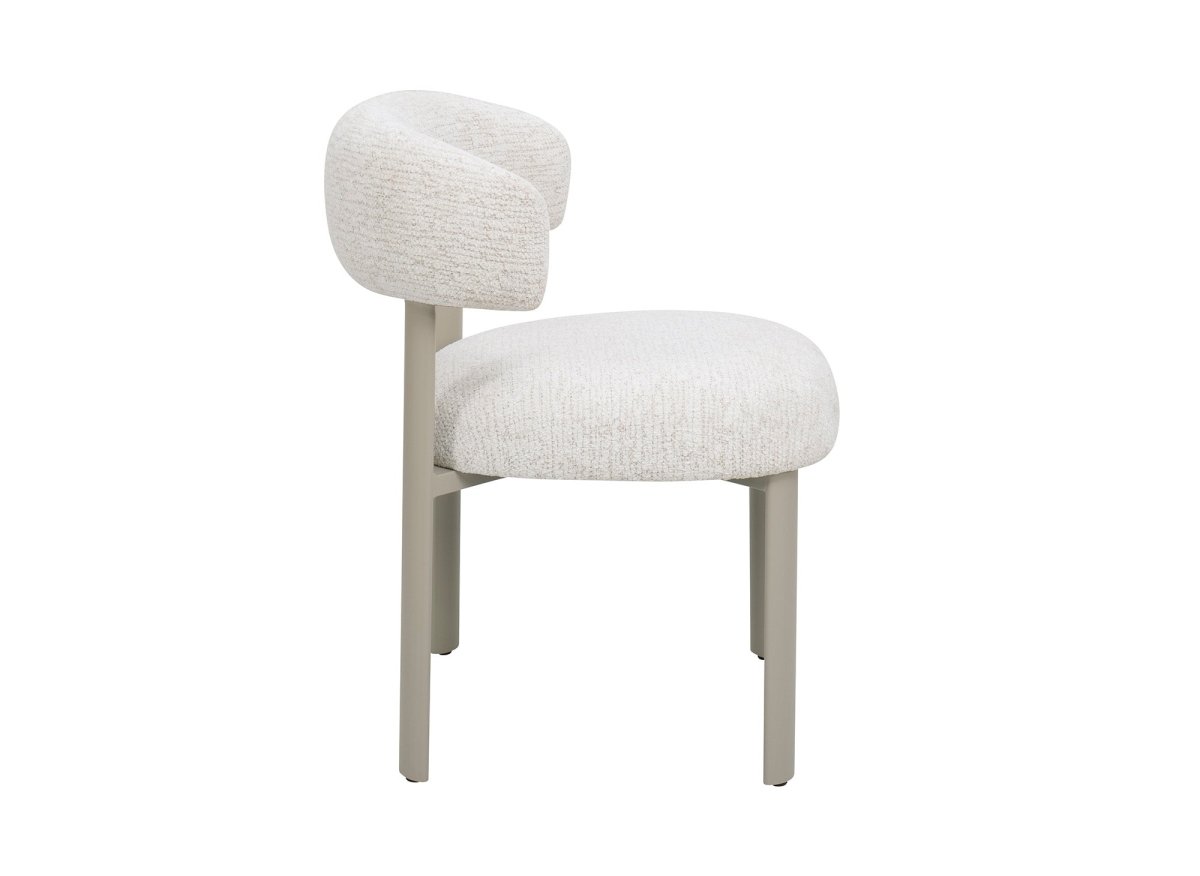 Lot de 2 chaises en velours tissé écru pieds en métal gris LOUISA