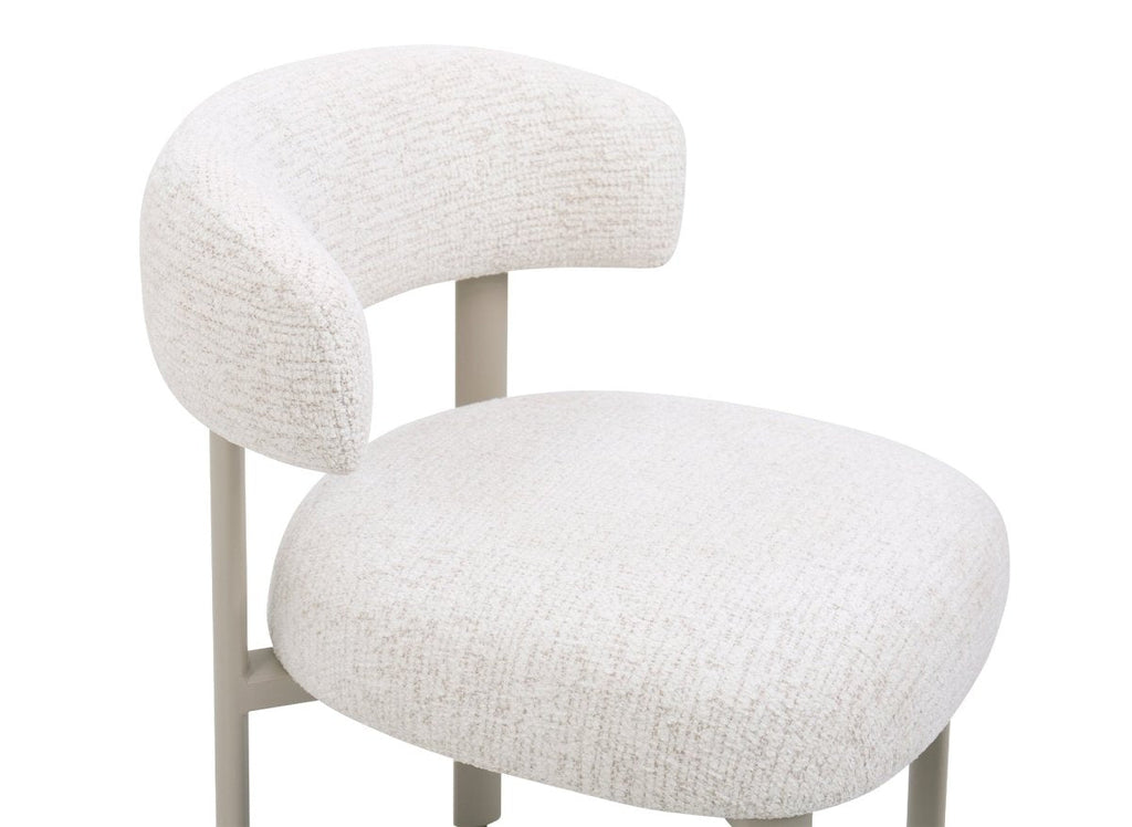 Lot de 2 chaises en velours tissé écru pieds en métal gris LOUISA