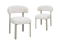 Lot de 2 chaises en velours tissé écru pieds en métal gris LOUISA