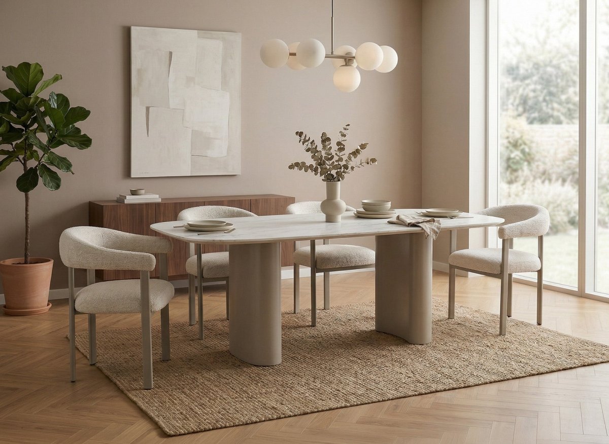 Lot de 2 chaises en velours tissé écru pieds en métal gris LOUISA