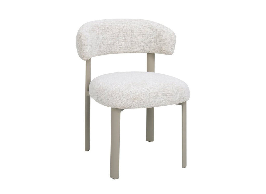 Lot de 2 chaises en velours tissé écru pieds en métal gris LOUISA