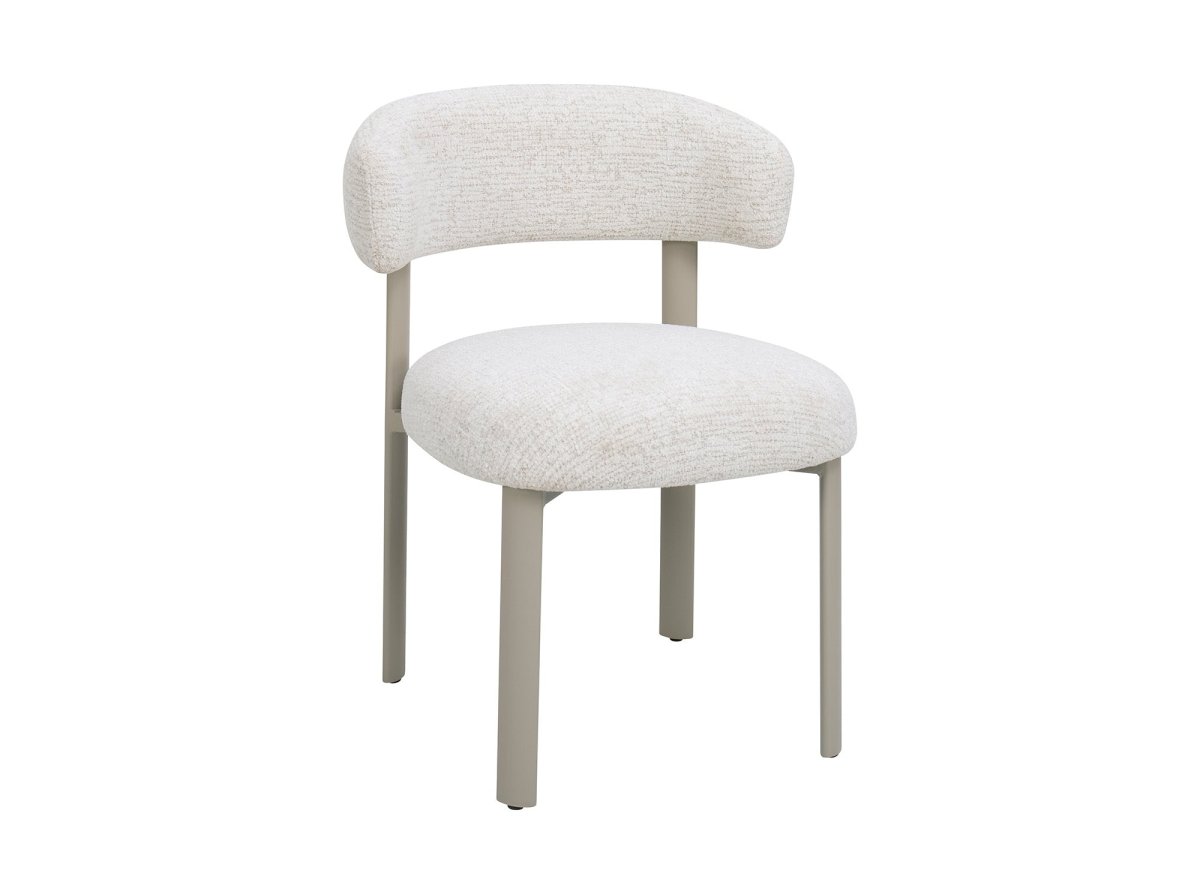 Lot de 2 chaises en velours tissé écru pieds en métal gris LOUISA