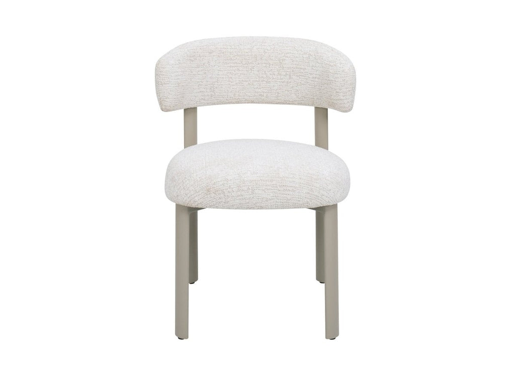 Lot de 2 chaises en velours tissé écru pieds en métal gris LOUISA