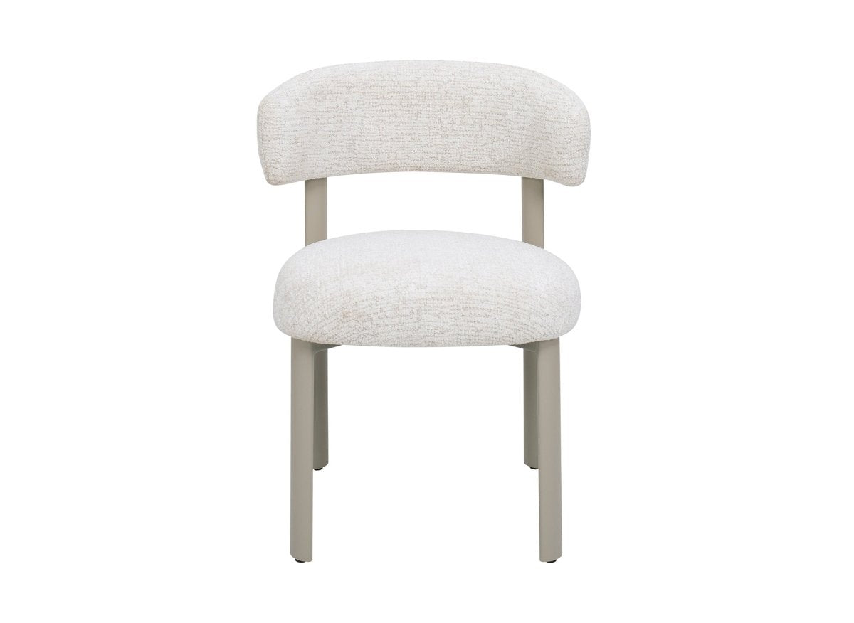Lot de 2 chaises en velours tissé écru pieds en métal gris LOUISA