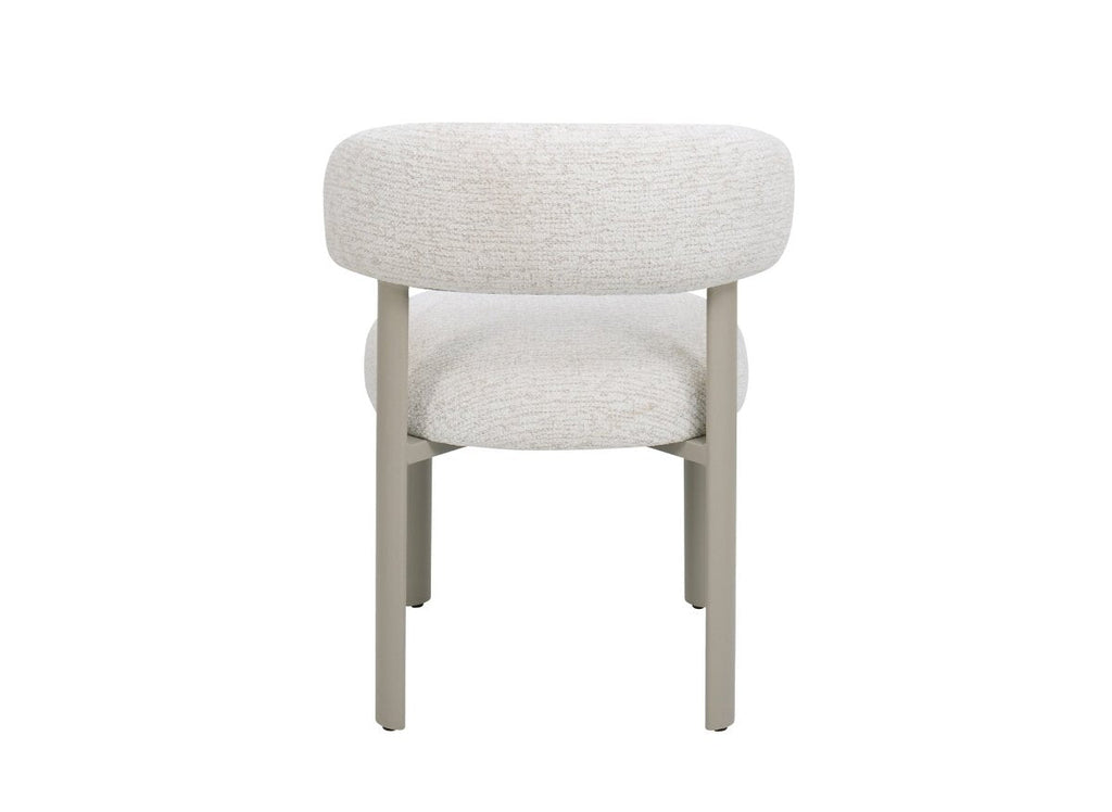 Lot de 2 chaises en velours tissé écru pieds en métal gris LOUISA