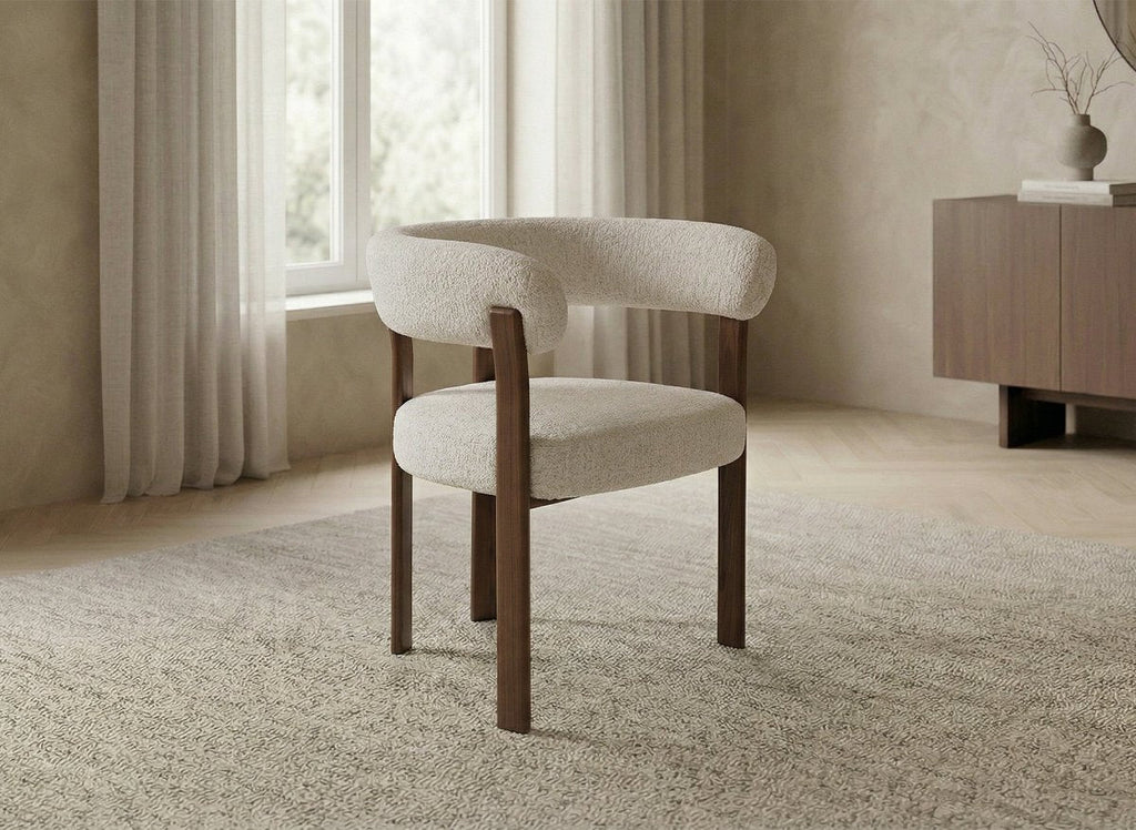 Lot de 2 chaises en velours tissé écru pieds en métal marron DIEGO