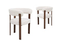 Lot de 2 chaises en velours tissé écru pieds en métal marron DIEGO