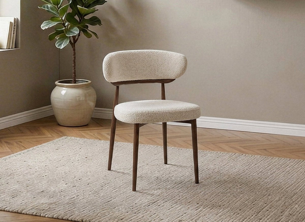 Lot de 2 chaises en velours tissé écru pieds en métal marron JULES
