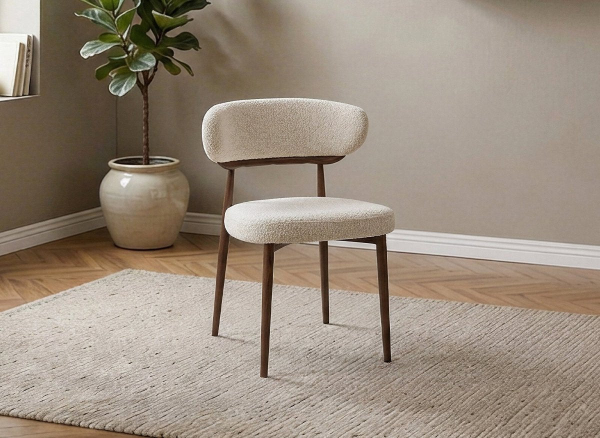 Lot de 2 chaises en velours tissé écru pieds en métal marron JULES