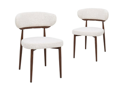 Lot de 2 chaises en velours tissé écru pieds en métal marron JULES