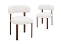 Lot de 2 chaises en velours tissé écru pieds en métal marron LOUISA