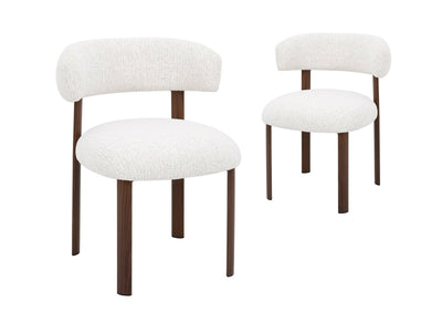 Lot de 2 chaises en velours tissé écru pieds en métal marron LOUISA
