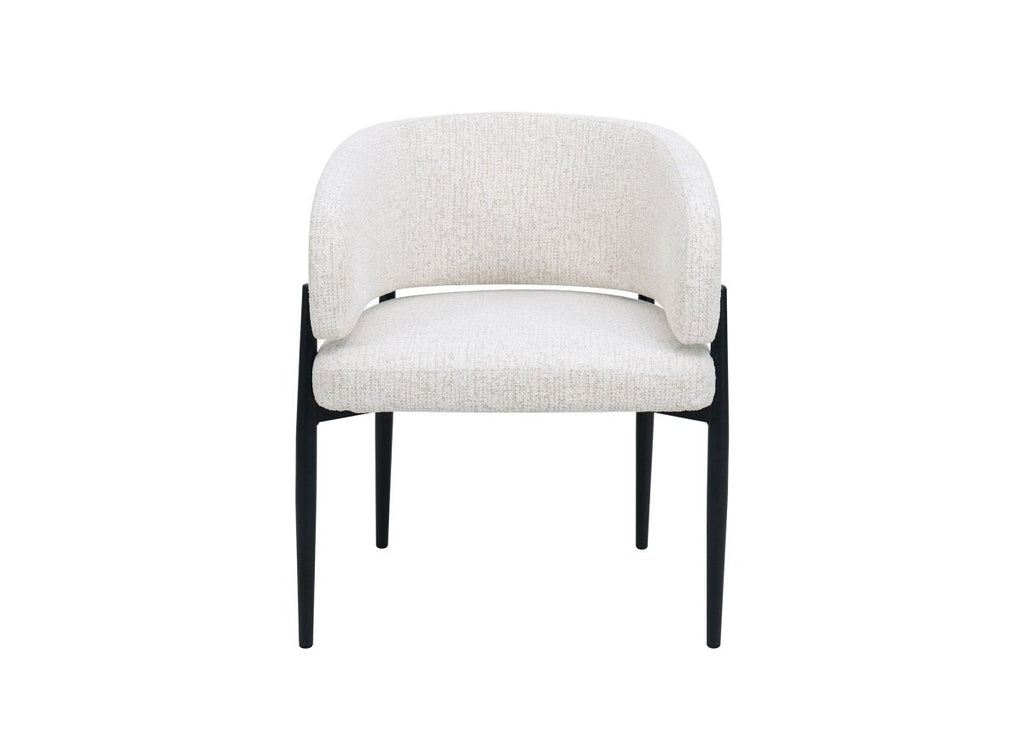 Lot de 2 chaises en velours tissé écru pieds en métal noir DIANA