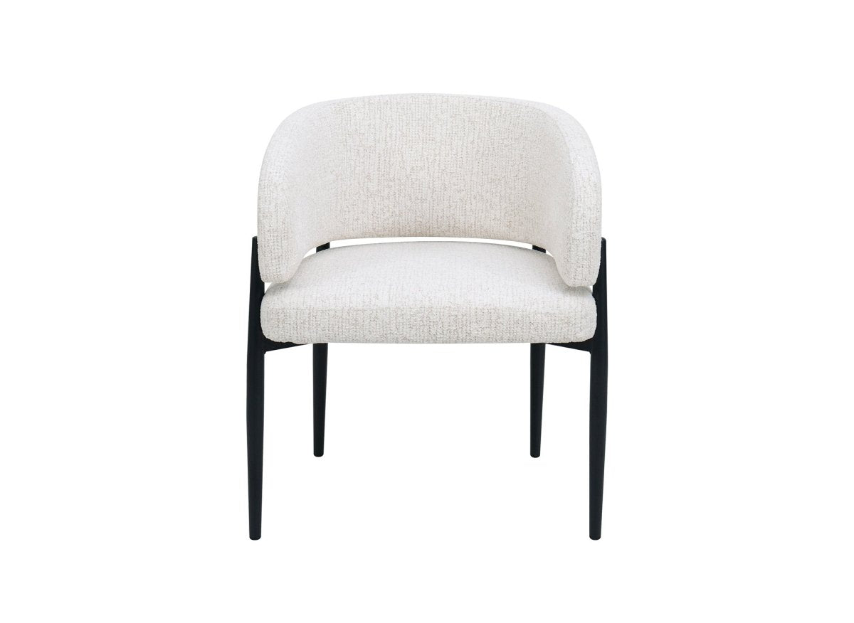Lot de 2 chaises en velours tissé écru pieds en métal noir DIANA