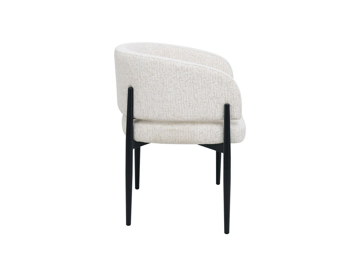 Lot de 2 chaises en velours tissé écru pieds en métal noir DIANA