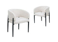 Lot de 2 chaises en velours tissé écru pieds en métal noir DIANA