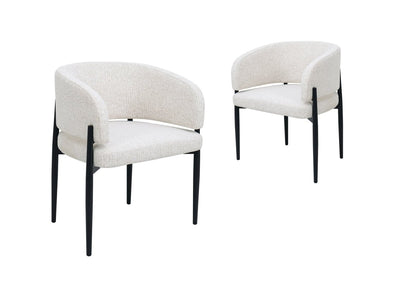 Lot de 2 chaises en velours tissé écru pieds en métal noir DIANA