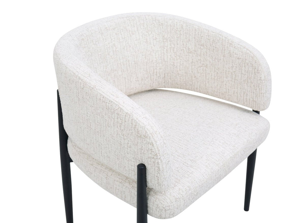 Lot de 2 chaises en velours tissé écru pieds en métal noir DIANA