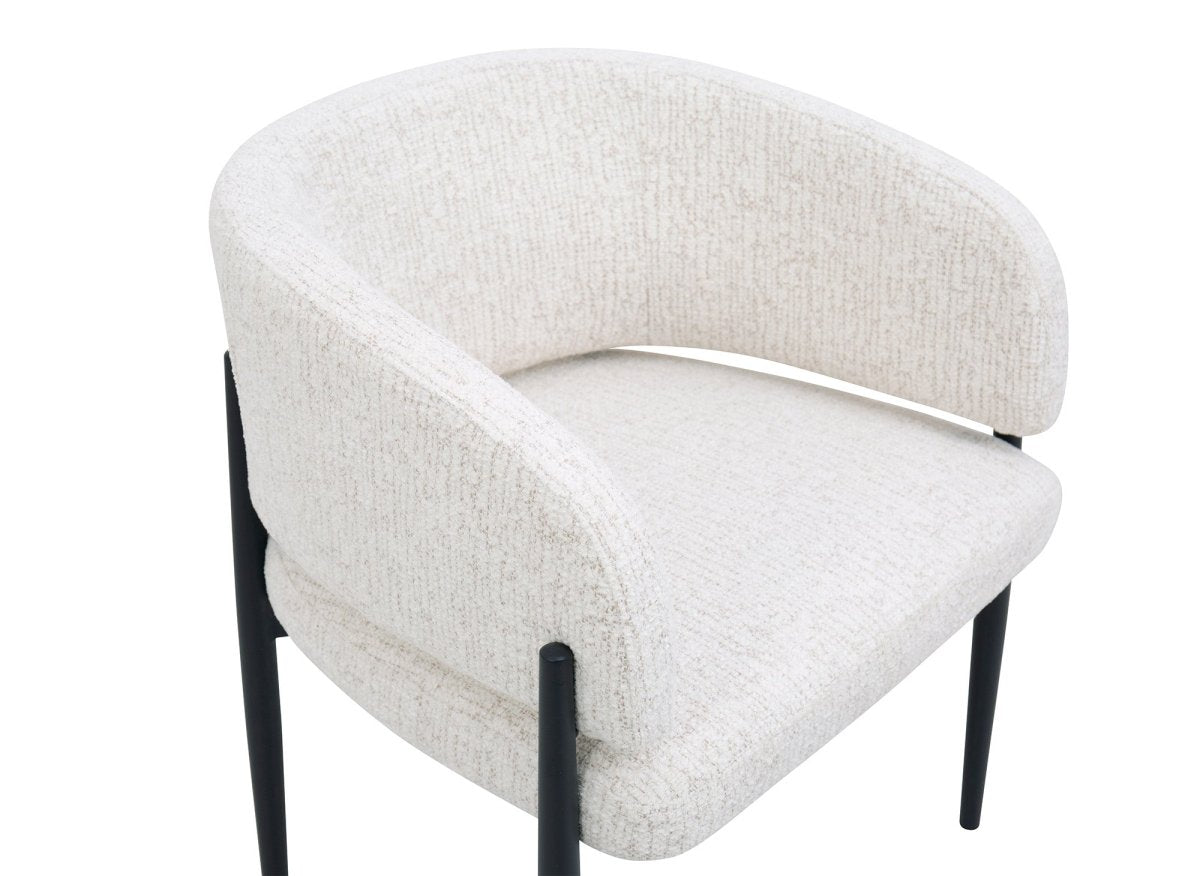 Lot de 2 chaises en velours tissé écru pieds en métal noir DIANA