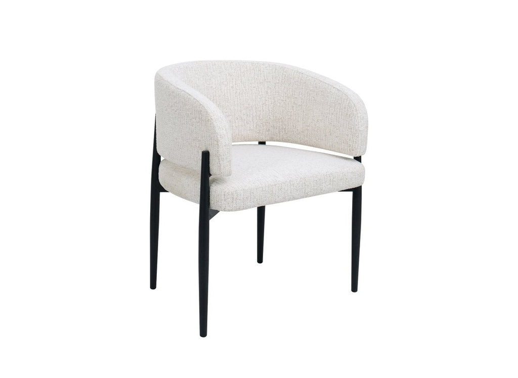 Lot de 2 chaises en velours tissé écru pieds en métal noir DIANA